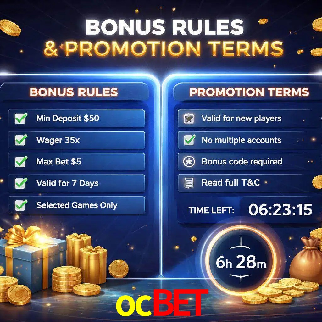 Reglas de promoción ocbet y condiciones de bonos explicadas visualmente